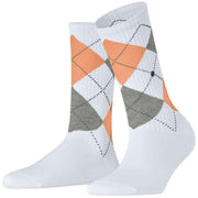 Burlington Gerippte Courtside-Socken – Weiß/Orange