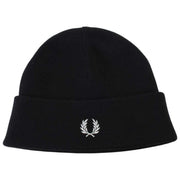 Fred Perry Klassische Mütze aus Merinowolle – Schwarz/Schneeweiß