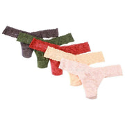 Hanky Panky Signature Lace 5er-Pack Low-Rise-Tangas – Granit/Woodland/Clay Ole/Dunkler Granatapfel/Vanille