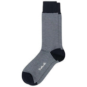 Pantherella Linley 2-farbig gestreifte Baumwoll-Lisle-Socken – Marineblau/Weiß