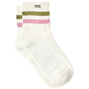 Roka Windowsr Stripe Crew Socken – Avocado/Rosa Nelke