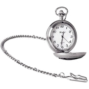 Woodford Celtic Thistle Chrome Plated Full Hunter Quartz Pocket Watch - Silver/Gold