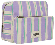 Hindbag Alix Extra große Kulturtasche – Grün/Parma-Streifen