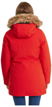Helvetica Mountain Pioneers Lilli Parka-Jacke mit Kapuze – Rot/Natur