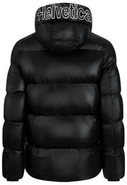 Helvetica Mountain Pioneers Summit Daunenjacke mit Kapuze – Schwarz