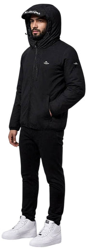 Helvetica Mountain Pioneers Eyeblock-Windjacke mit Kapuze – Schwarz