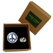 Bassin and Brown Peace Sign Lapel Pin - Blue/White