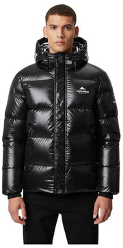 Helvetica Mountain Pioneers Freezer Daunenjacke mit Kapuze – Schwarz