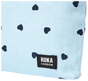 Roka Maida Vale Mittelgroßer Baumwoll-Canvas-Beutel – Herzdruck blau