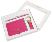 Alice Wheeler London Bow Kartenhalter, Schlüsselanhänger und Stift, luxuriöses Geschenkset – Hot Pink