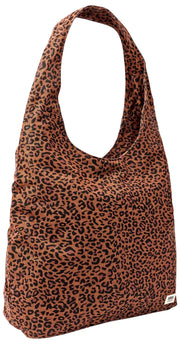 Roka Hoxton Große Umhängetasche aus Baumwollcanvas – Mini Leopard Brown