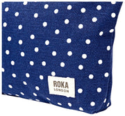 Roka Maida Vale Mittelgroßer Baumwoll-Canvas-Beutel – Marineblau gepunktet