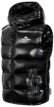 Helvetica Mountain Pioneers Space Ärmellose Kapuzenjacke – Schwarz