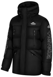 Helvetica Mountain Pioneers Himalaya Parka mit Kapuze – Schwarz