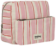 Hindbag Alix Extra große Kulturtasche – rosa/rot gestreift