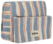 Hindbag Alix Extra große Kulturtasche – Orange/Blau gestreift
