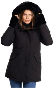 Helvetica Mountain Pioneers Lilli Parka mit Kapuze – Schwarz/Schwarz
