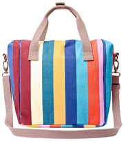 Roka Hampstead-Lunchtasche aus Baumwollcanvas – breit, mehrfarbig gestreift