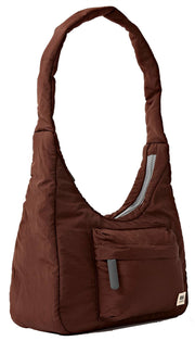 Roka Kleine Belsize-Handtasche aus recyceltem Taslon – Schokoladenbraun