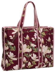Elie Beaumont Serendipity Samt-Einkaufstasche – Burgundy Magnolia