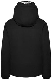 Helvetica Mountain Pioneers Eyeblock-Windjacke mit Kapuze – Schwarz