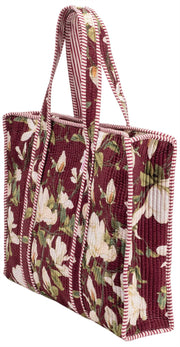 Elie Beaumont Serendipity Samt-Einkaufstasche – Burgundy Magnolia