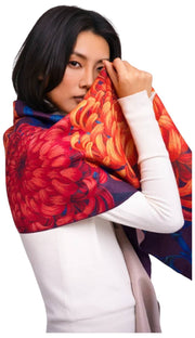 Powder Chrystanthemum Lux Print Schal – Orange