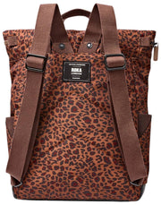 Roka Canfield B Mittelgroßer Rucksack aus recyceltem Canvas – Mini Leopard Brown