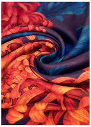 Powder Chrystanthemum Lux Print Schal – Orange