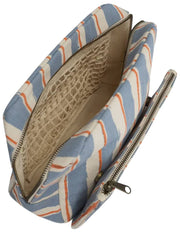 Hindbag Alix Extra große Kulturtasche – Orange/Blau gestreift