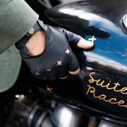 Dents Die Suited Racer Gripper Leder-Fahrhandschuhe – Schwarz