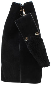 Vivienne Westwood Kleine Umhängetasche „Lottie“ aus Wildleder – Schwarz