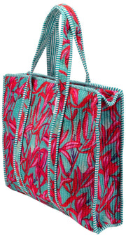 Elie Beaumont Serendipity Samt-Einkaufstasche – Coral Lily Pink