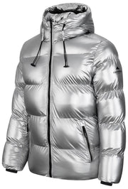 Helvetica Mountain Pioneers Cosmos Daunenjacke mit Kapuze – Silber