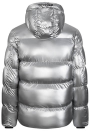 Helvetica Mountain Pioneers Cosmos Daunenjacke mit Kapuze – Silber