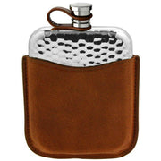 english-pewter-company-6oz-leather-pouch-flexi-cap-hammered-purse-flask---silver-34391278