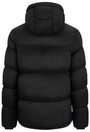 Helvetica Mountain Pioneers Mittelblock-Daunenjacke mit Kapuze – Schwarz