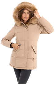 Helvetica Mountain Pioneers Sarah Kapuzenparkajacke – Taupe Beige