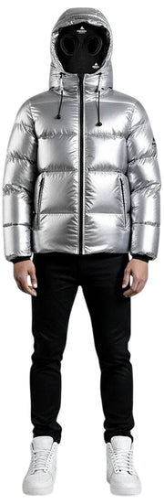 Helvetica Mountain Pioneers Cosmos Daunenjacke mit Kapuze – Silber