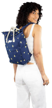 Freundliche Tasche London Hackney bestickter mittlerer Rucksack - Navy Stars