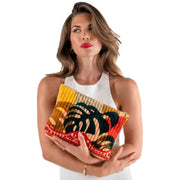 powder-exotic-leaves-quilted-velvet-zip-pouch---beigeredblack-35503901