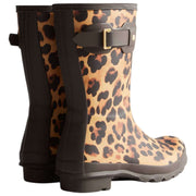 Hunter Original kurze Gummistiefel mit Leopardenmuster – Beige/Schokoladenbraun