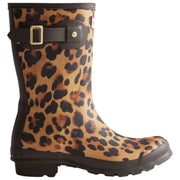 Hunter Original kurze Gummistiefel mit Leopardenmuster – Beige/Schokoladenbraun