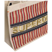 Superdry & Co Luxe Embroidered Tote Bag - Ecru White/Red/Gold