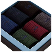 London Sock Company Traditionelles 6-Paar-Sockenbox-Set – Grau/Blau/Grün