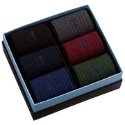 London Sock Company Traditionelles 6-Paar-Sockenbox-Set – Grau/Blau/Grün