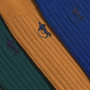 London Sock Company Merino Heroes 3-Paar Sockenbox-Set – Gelb/Blau/Grün