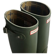 Hunter Original Tall Gummistiefel mit Tartan-Futter – Dunkelolivgrün