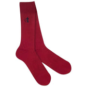 London Sock Company Simply Sartorial Gerippte Socken – Rubinrot