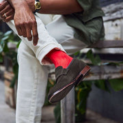 London Sock Company Simply Sartorial Gerippte Socken – Rubinrot